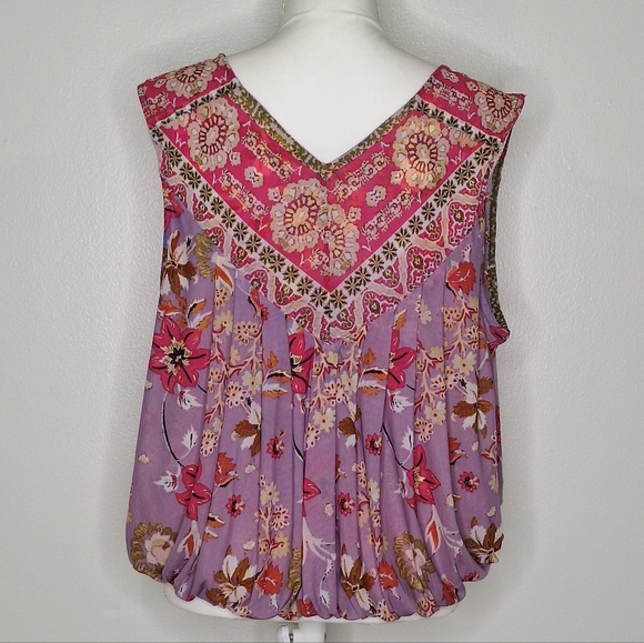 Free People Havana Blue Floral Print Sleeveless Surplice Top - Small - Picture 4 of 15
